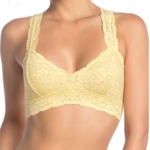 Free People Floral Lace Racerback Bralette Yellow
